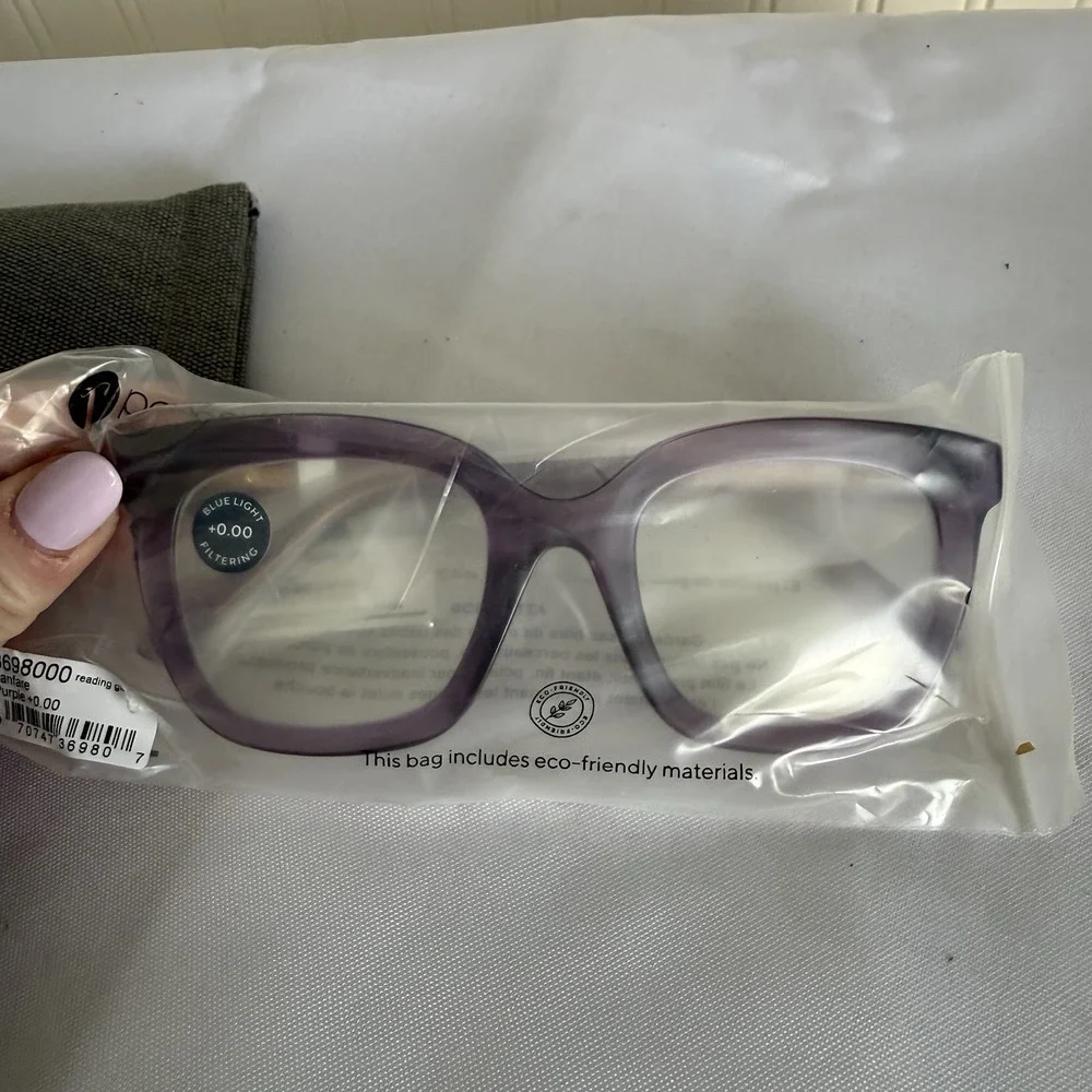 Peepers Women's Take a Bow Square Blue Light Glasses Purple Limited Edition